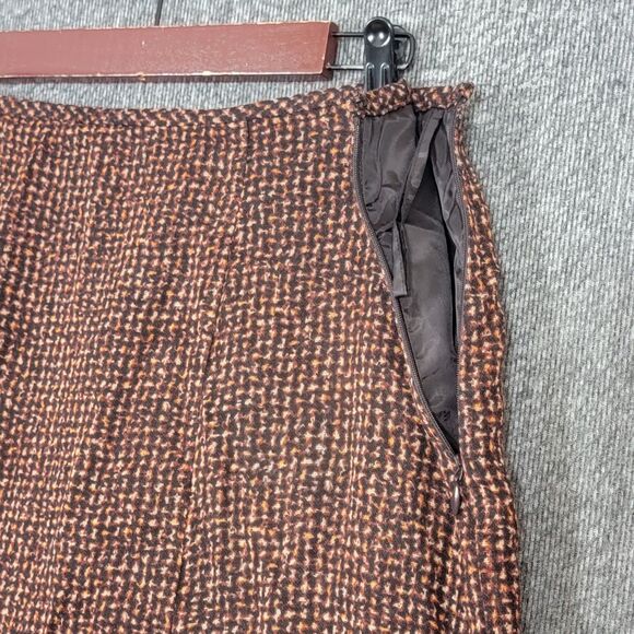 Kasper Skirt Womens 14 Brown & Black 100% Wool Lined Career Modest Flare Midi - Picture 3 of 11